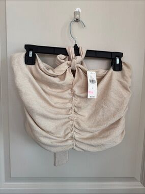 NWT Anthropologie Neutral Beige Tie-Front Ruched Camisole